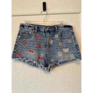 Aeropostale High Rise Shorty Shorts Women’s Size 8 Cherry & Daisy Distressed